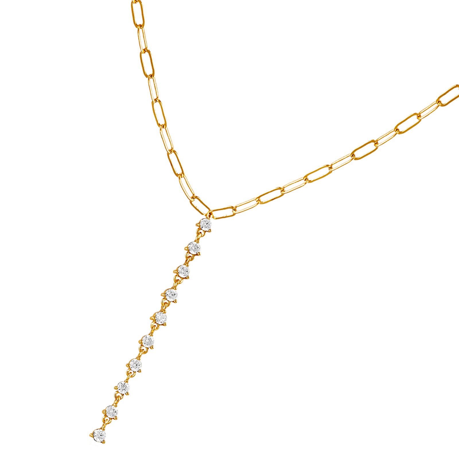 Collier Plaqué or forme Y chaîne maille cheval plus rivière Oxydes