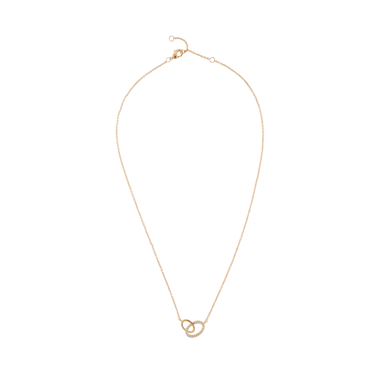 Collier Plaqué or deux ovales entremelés Oxydes blancs