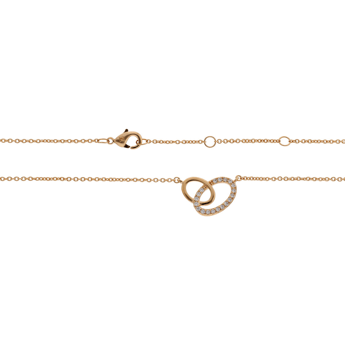 Collier Plaqué or deux ovales entremelés Oxydes blancs