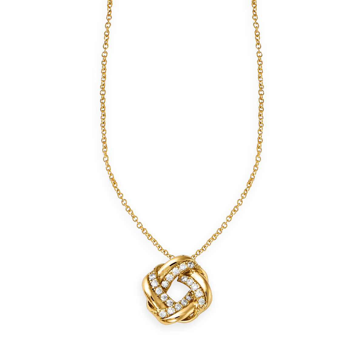 Collier Plaqué Or Motif Entrelacé 14mm Zirconium 40 à 44cm
