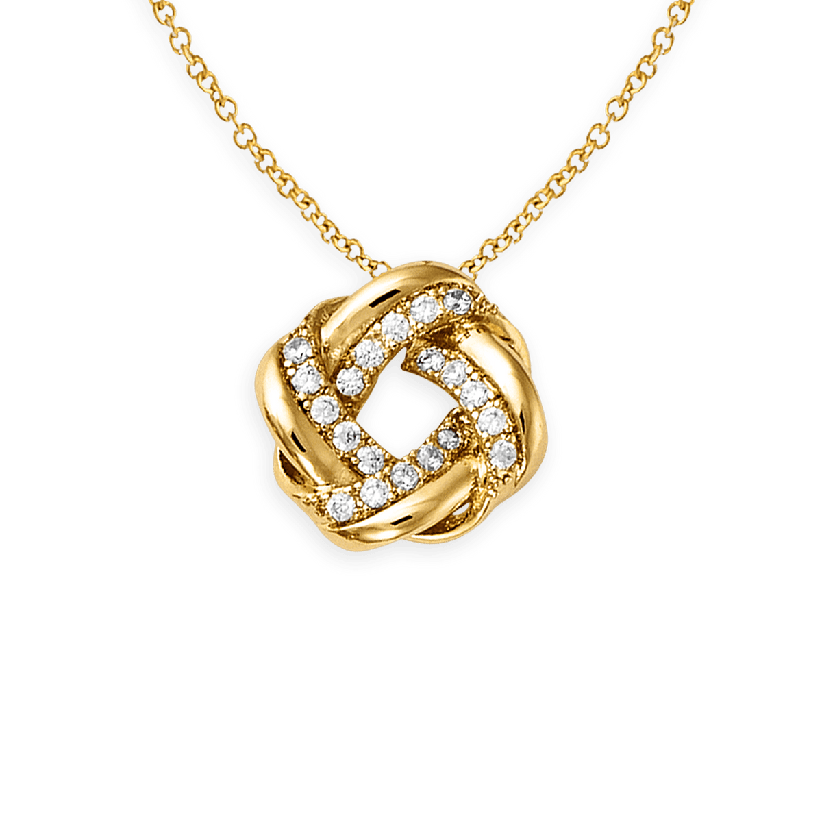 Collier Plaqué Or Motif Entrelacé 14mm Zirconium 40 à 44cm
