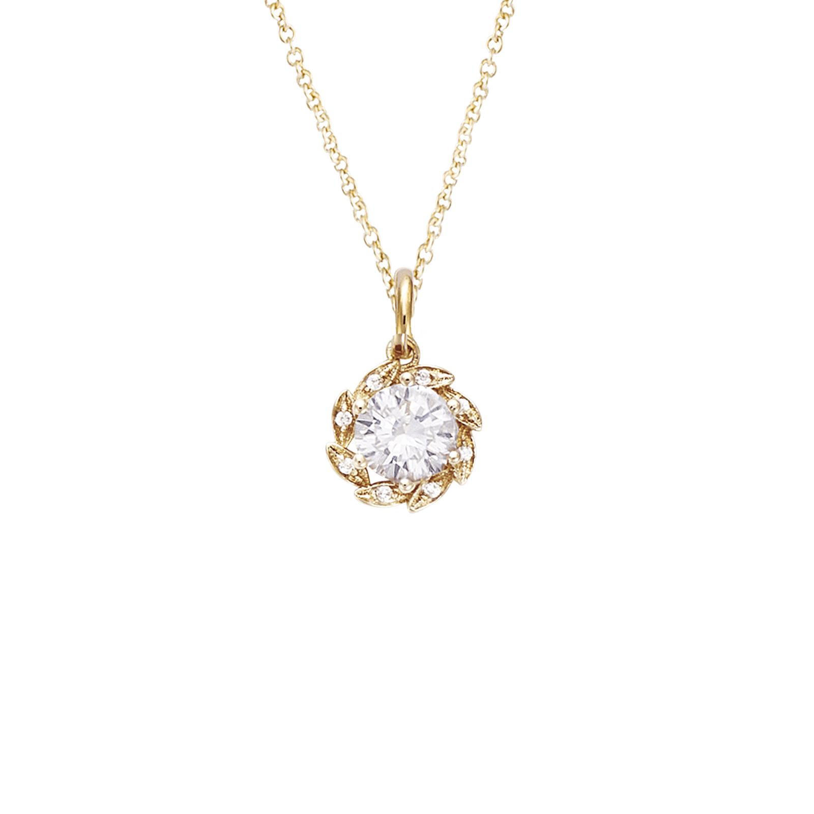 Collier Plaqué or halo scintillant Entourage dentelle Zirconia Cubique