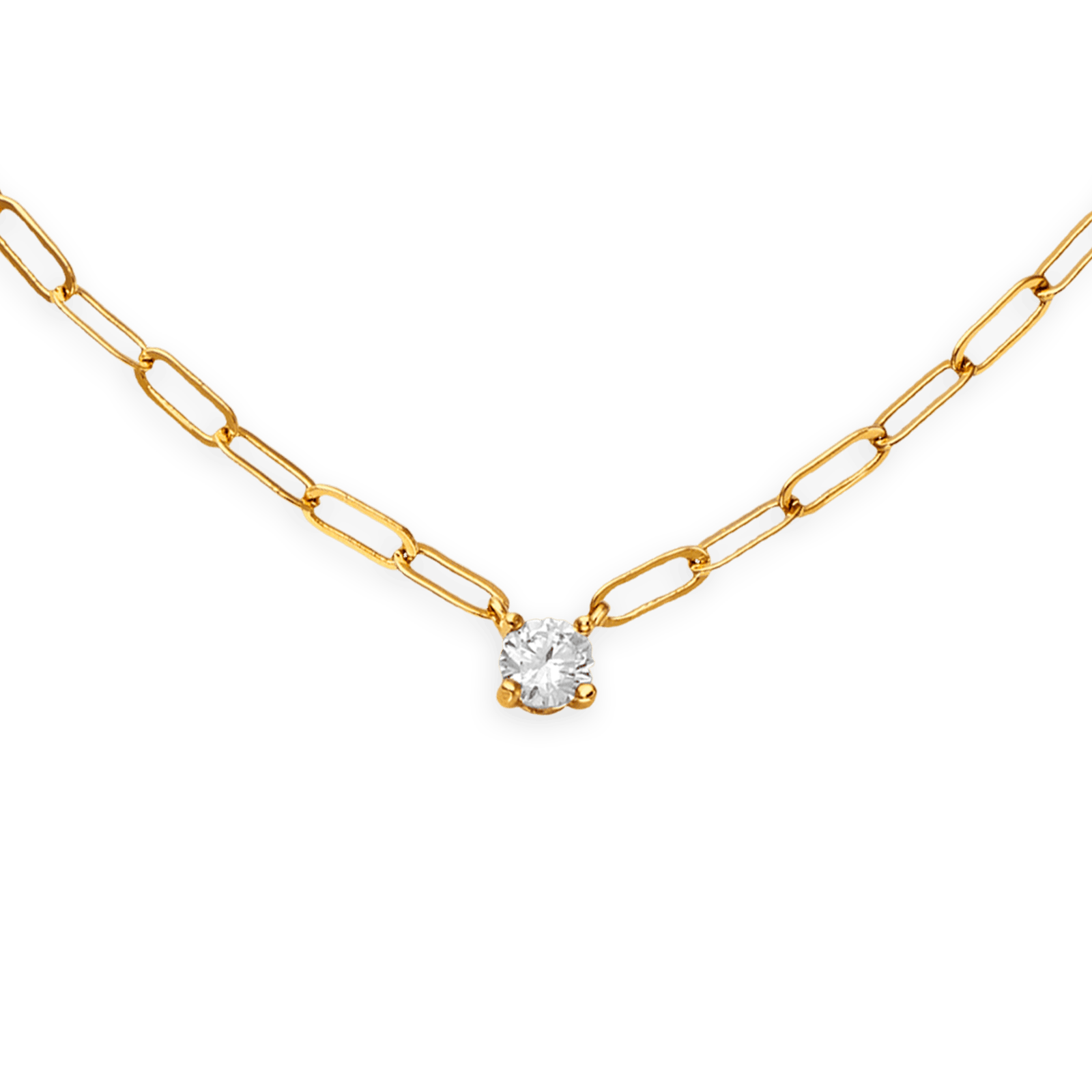 collier plaqué or chaîne or et zirconium