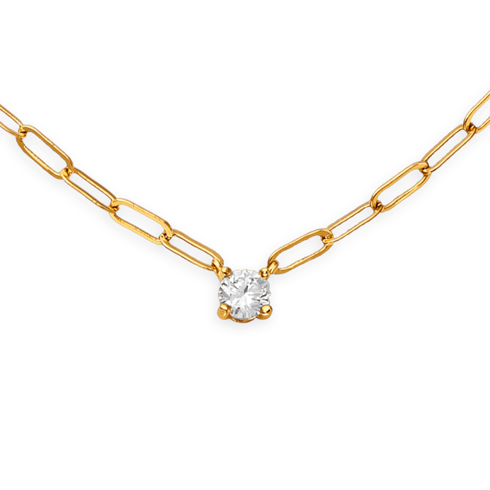 collier plaqué or chaîne or et zirconium