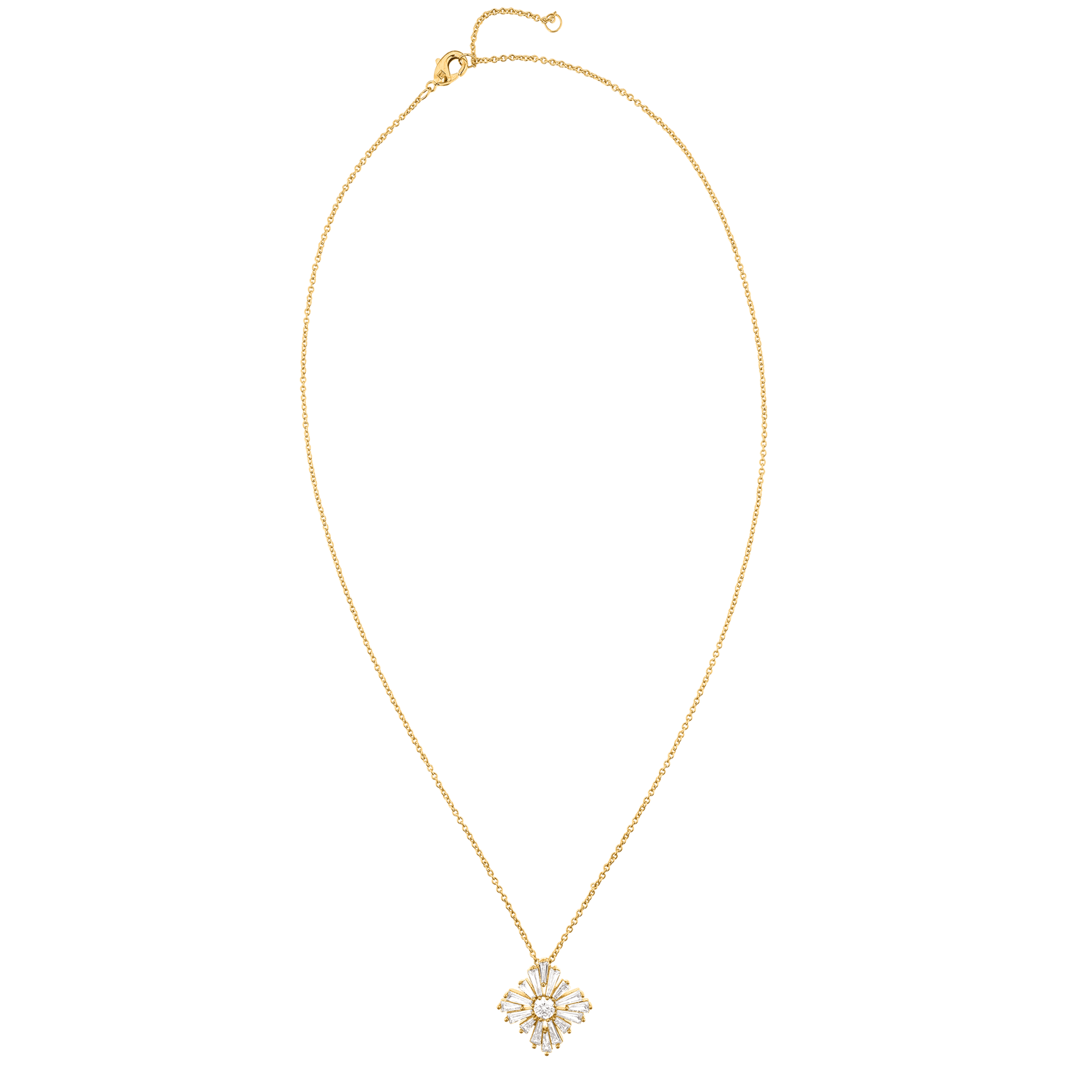 Collier Plaqué or fleur barrette Oxydes blancs