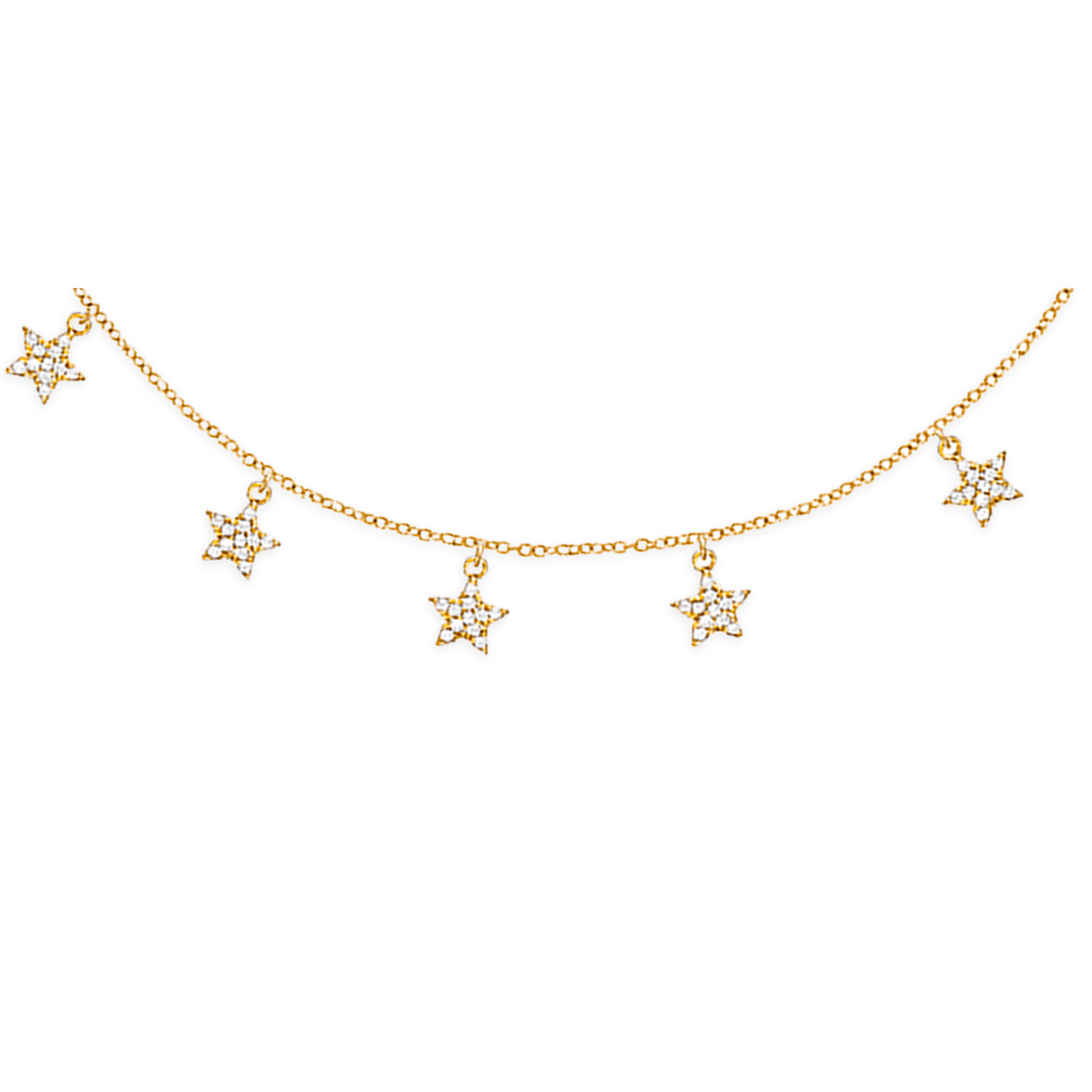 Collier Plaqué or Pampilles étoile Oxydes blancs