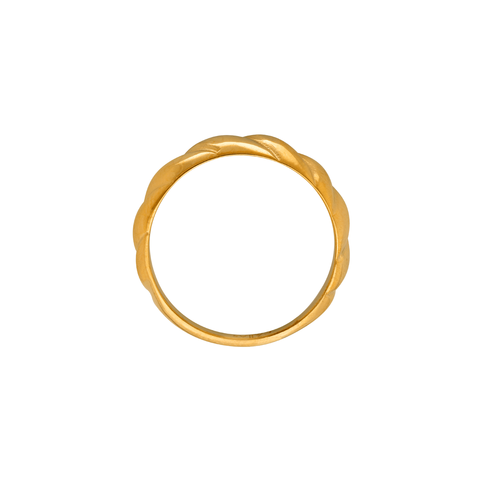 Bague Callas Acier doré centre motif Godronné