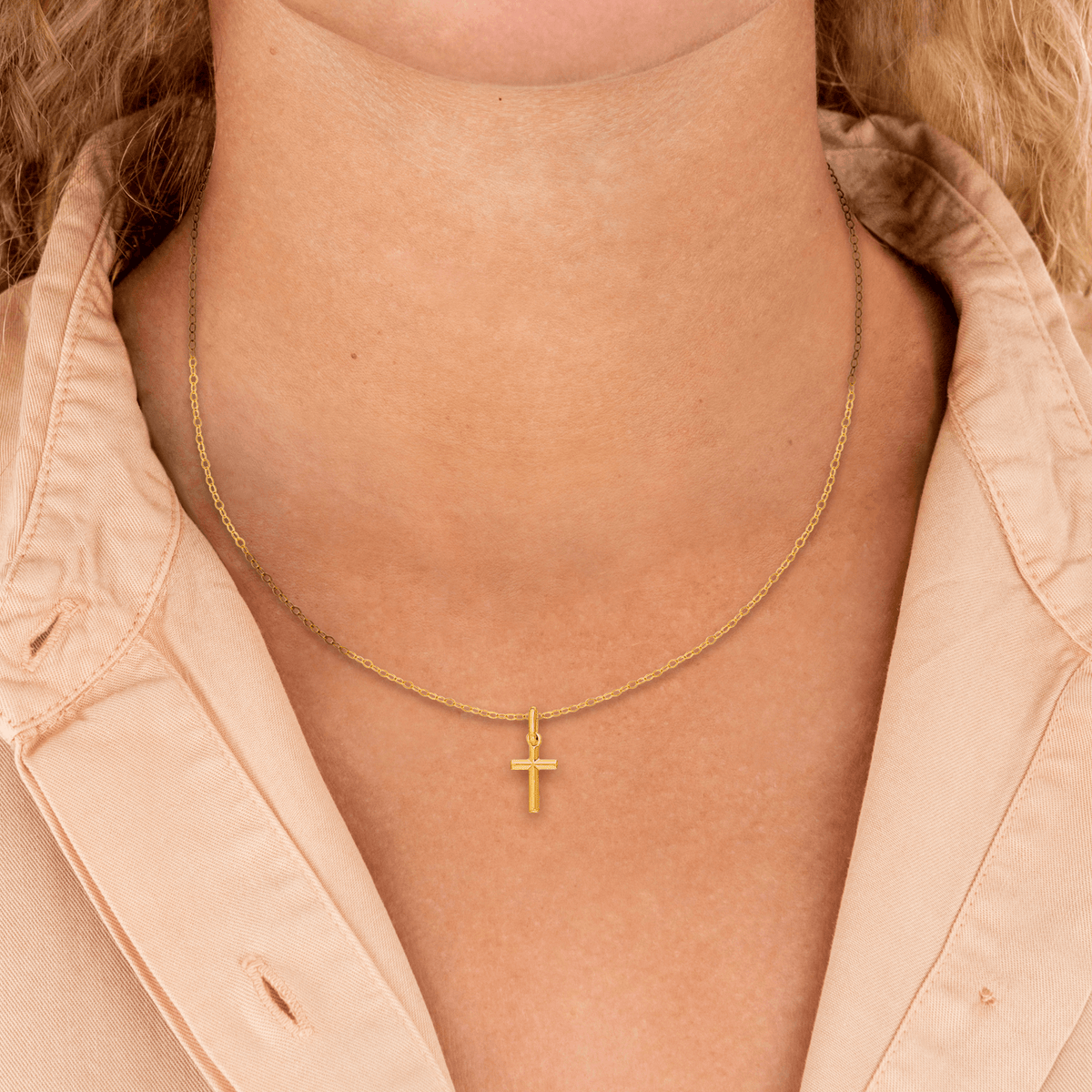 Croix Or 750 6*14mm Avec Bélière