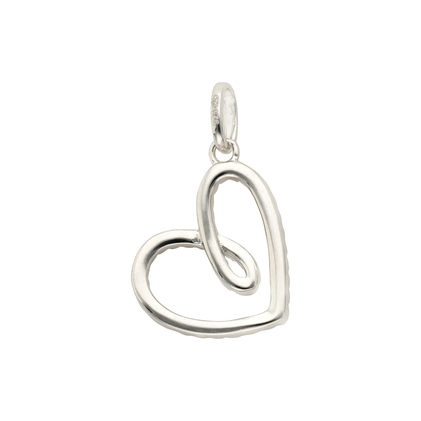 Pendentif Argent Rond coeur évidé Oxydes blancs