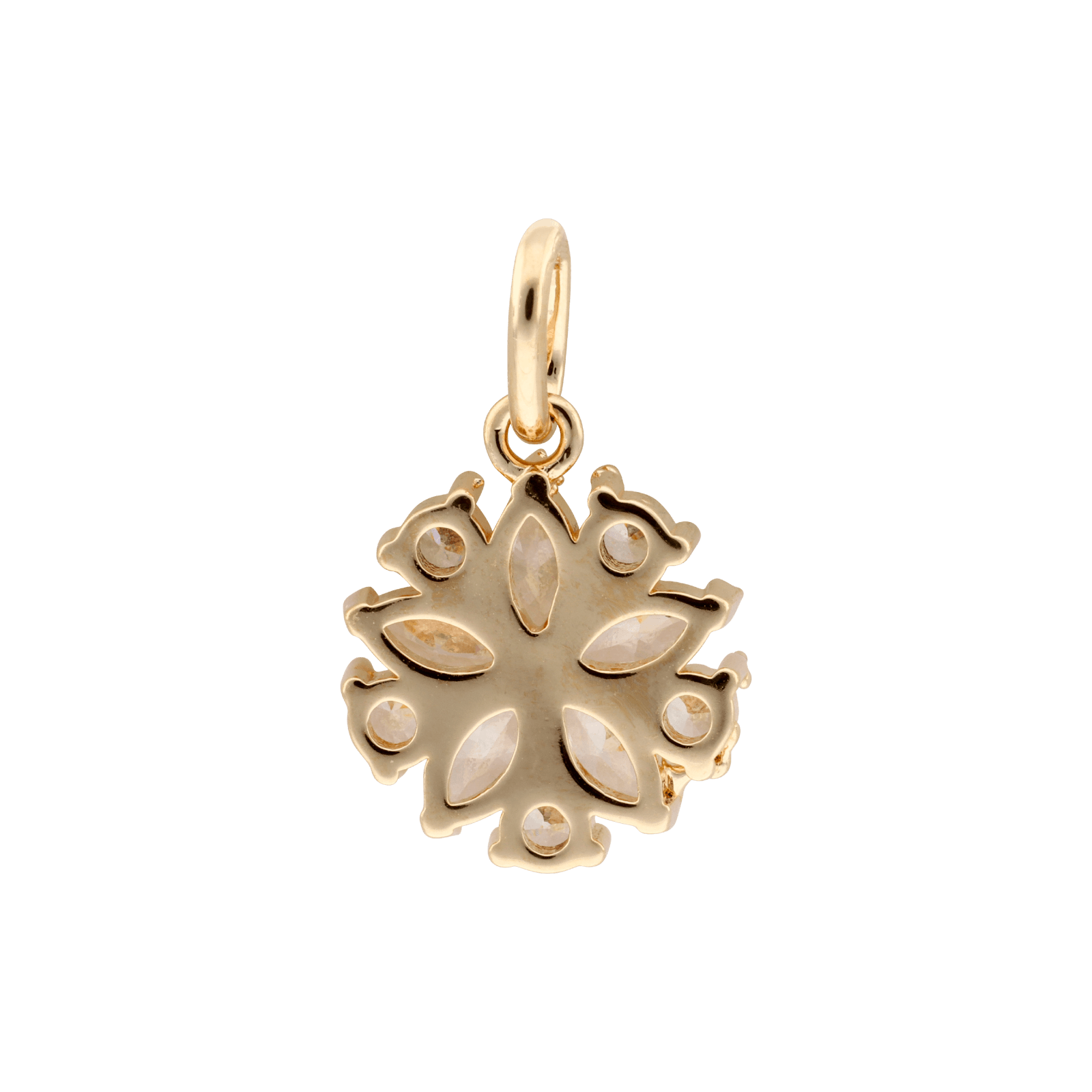 Pendentif Plaqué or fleur Oxydes blancs serti griffes