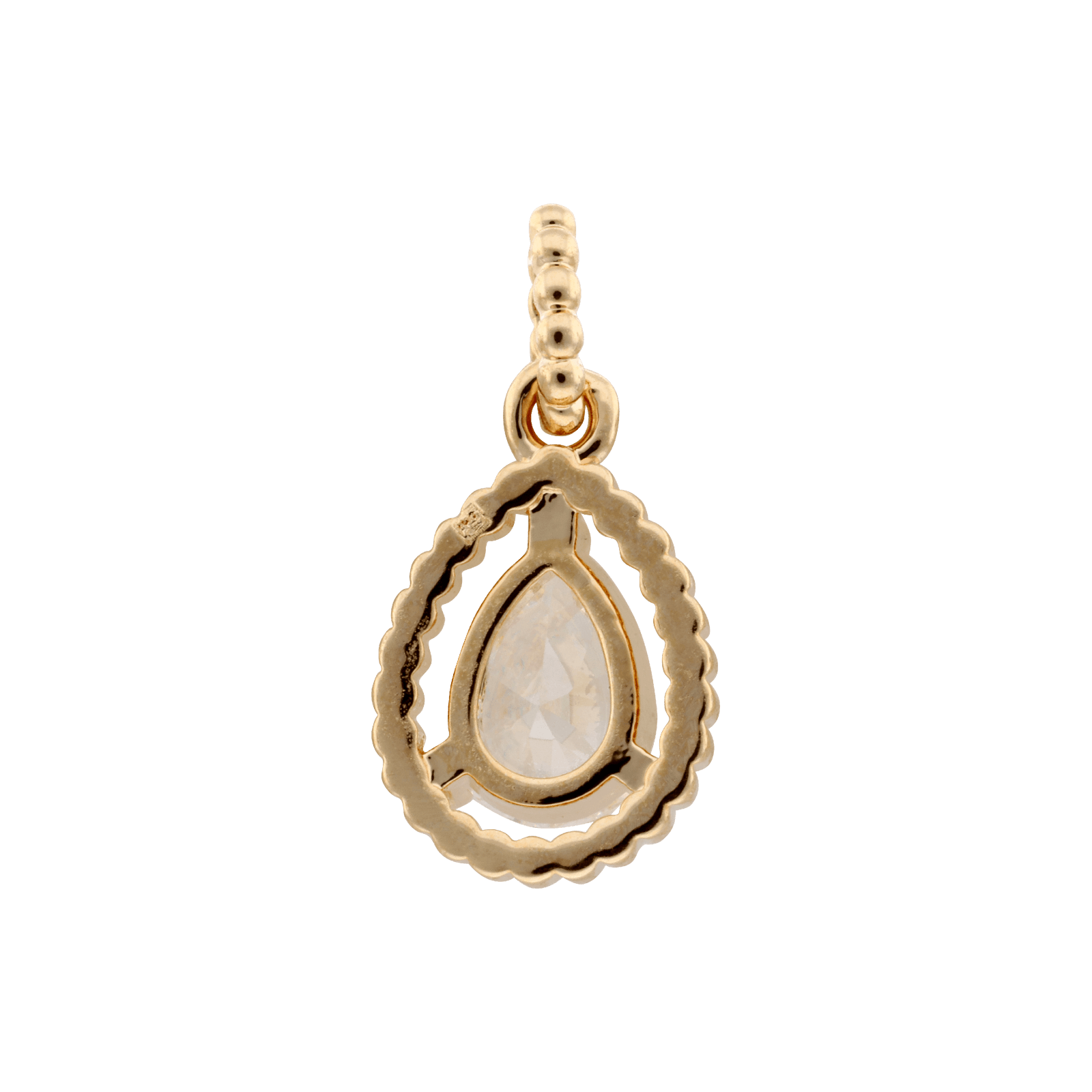 Pendentif Plaqué or goutte Oxyde blanc Entourage boules