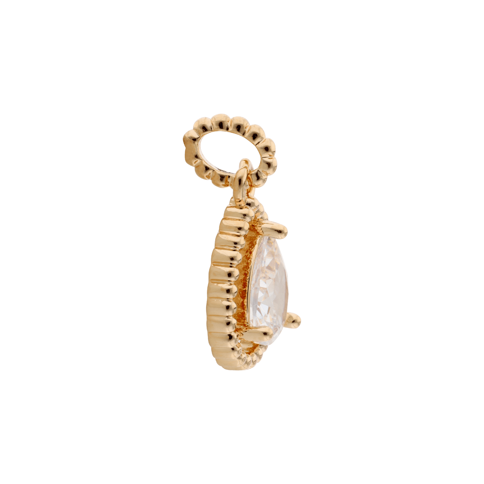 Pendentif Plaqué or goutte Oxyde blanc Entourage boules
