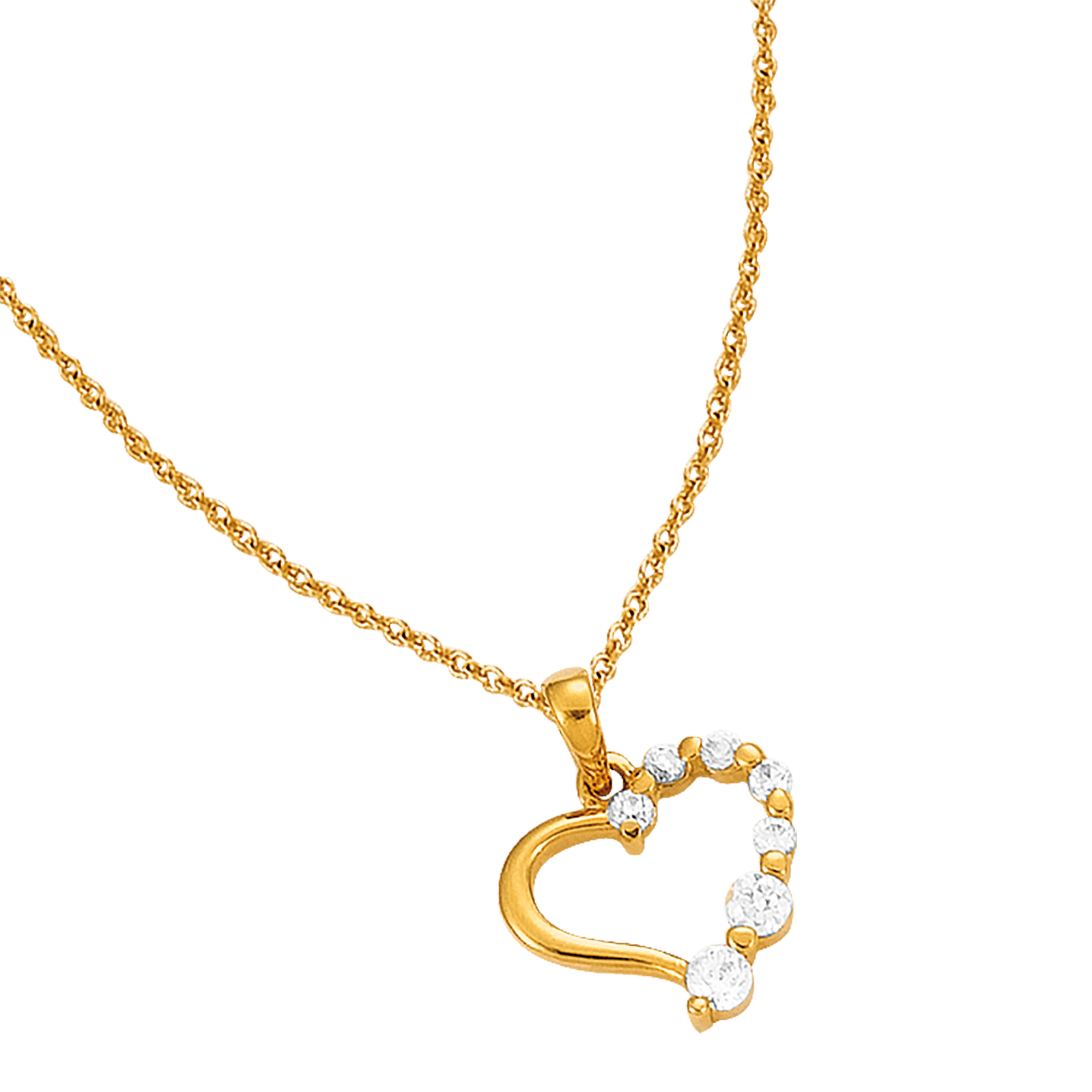 Pendentif Plaqué or coeur Demi pavé Oxydes blancs