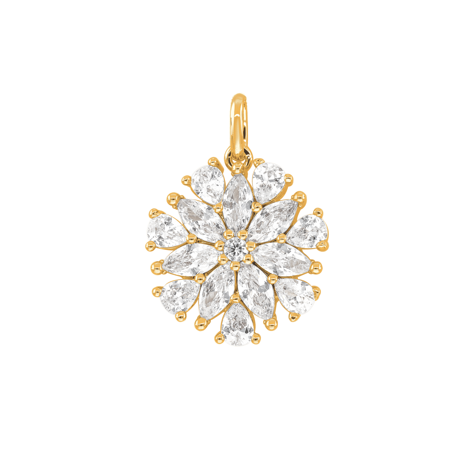 Pendentif Plaqué or fleur Oxydes blancs
