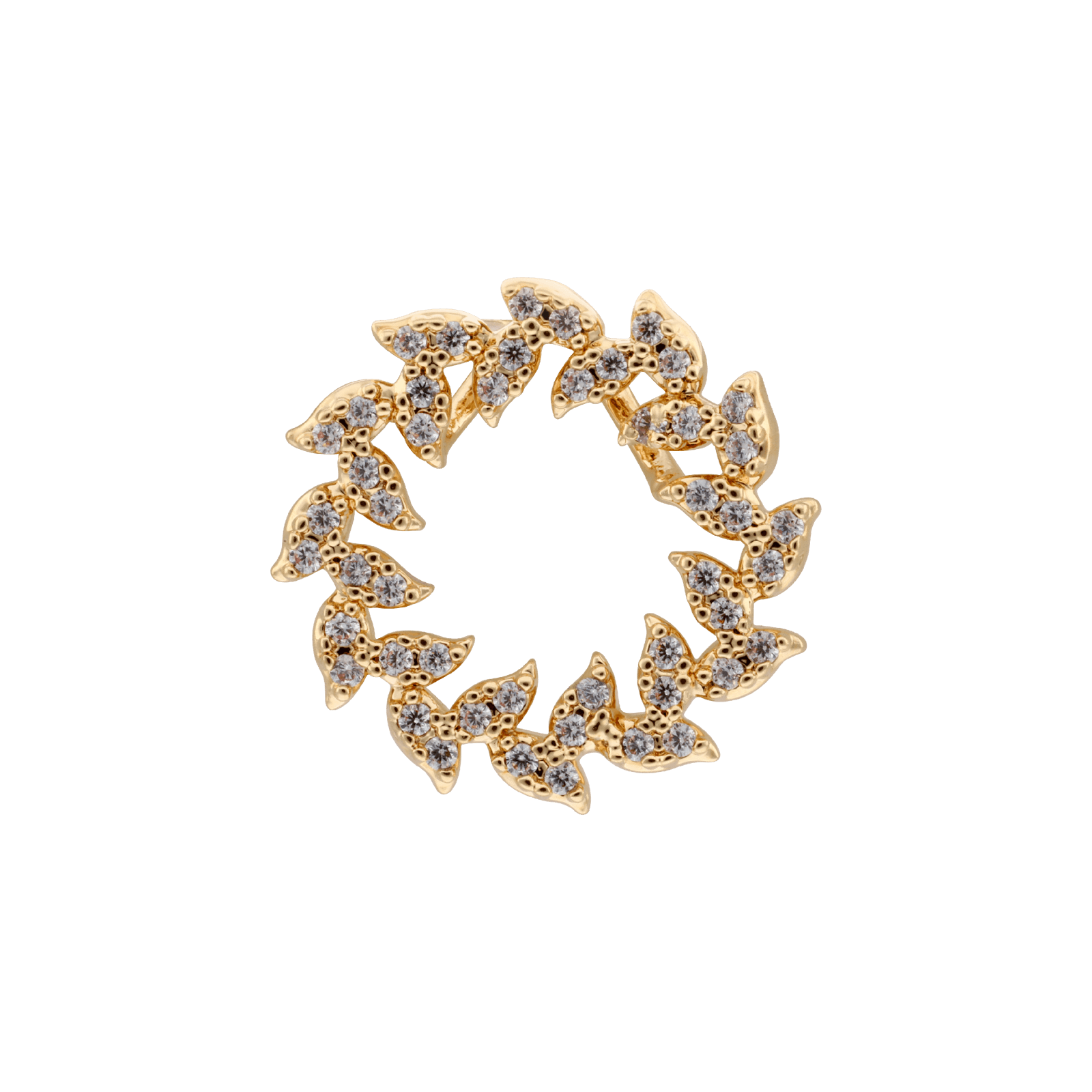 Pendentif Plaqué or cercle évidé oxydes blancs serti griffes