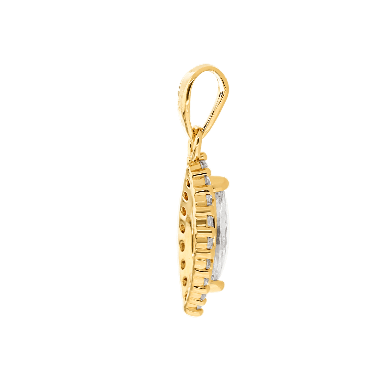 Pendentif Plaqué or forme amande Oxydes blancs