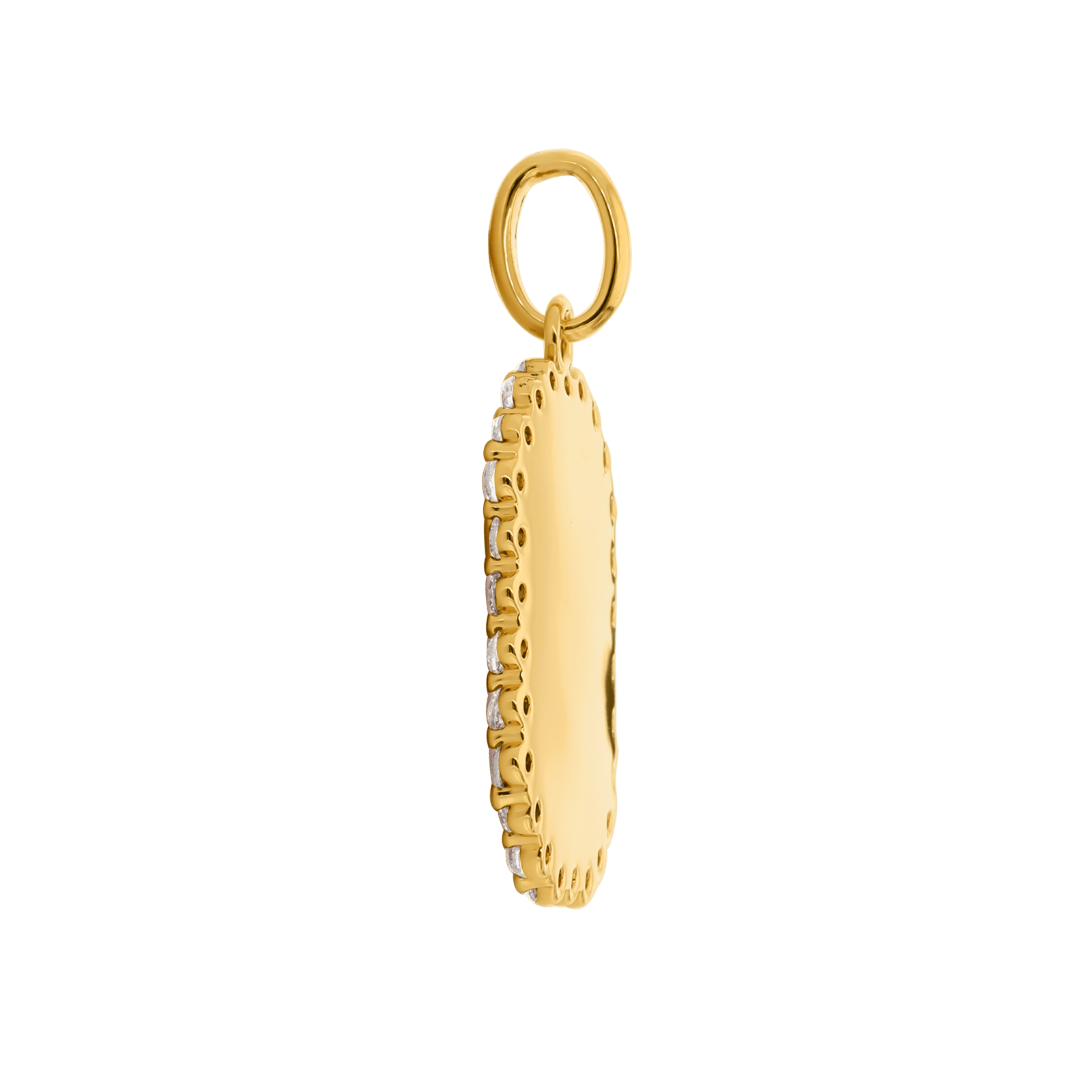 Pendentif Plaqué or plaque lisse entourage oxydes blancs