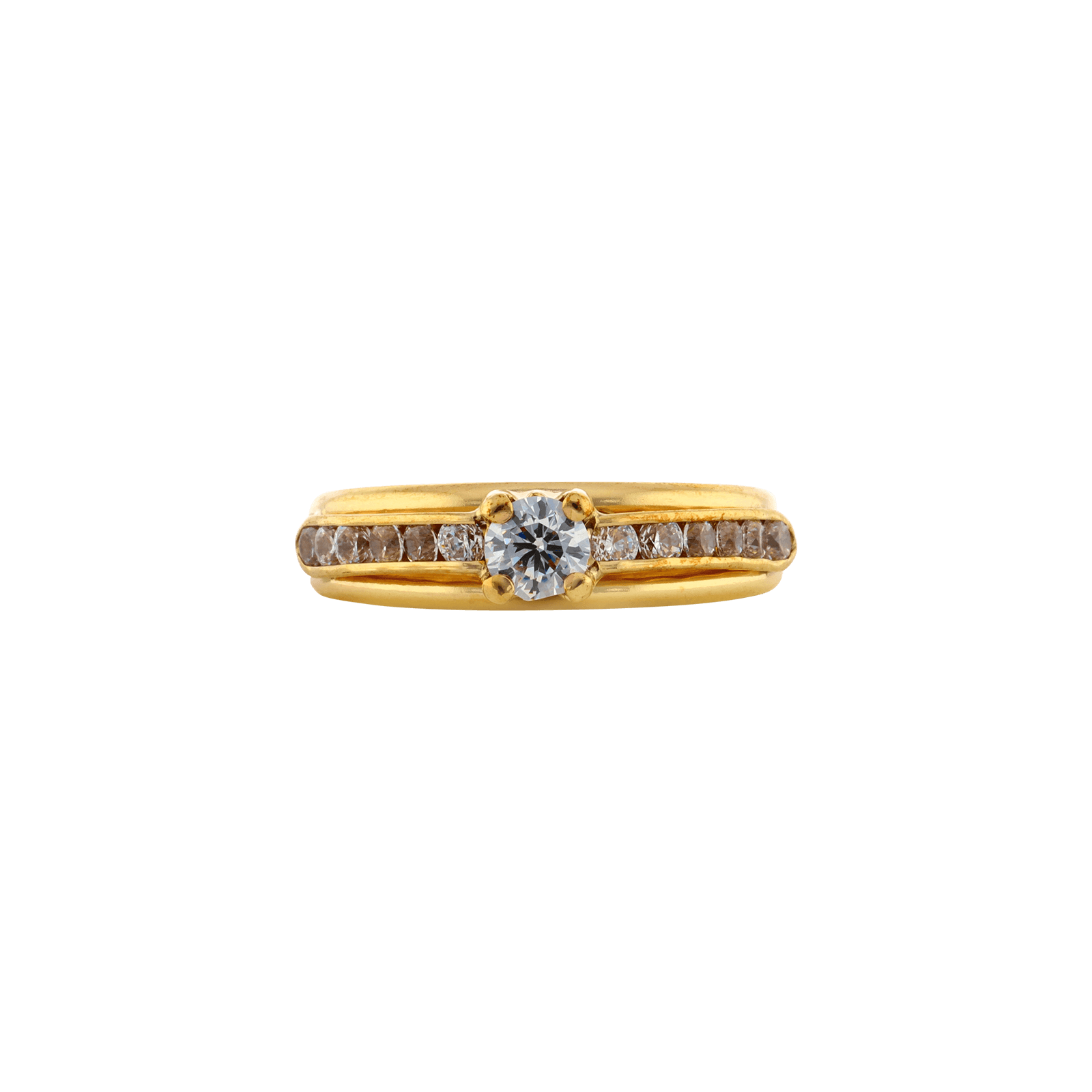 bague 3 rangs oxyde de zirconium central et de zirconium serties clos
