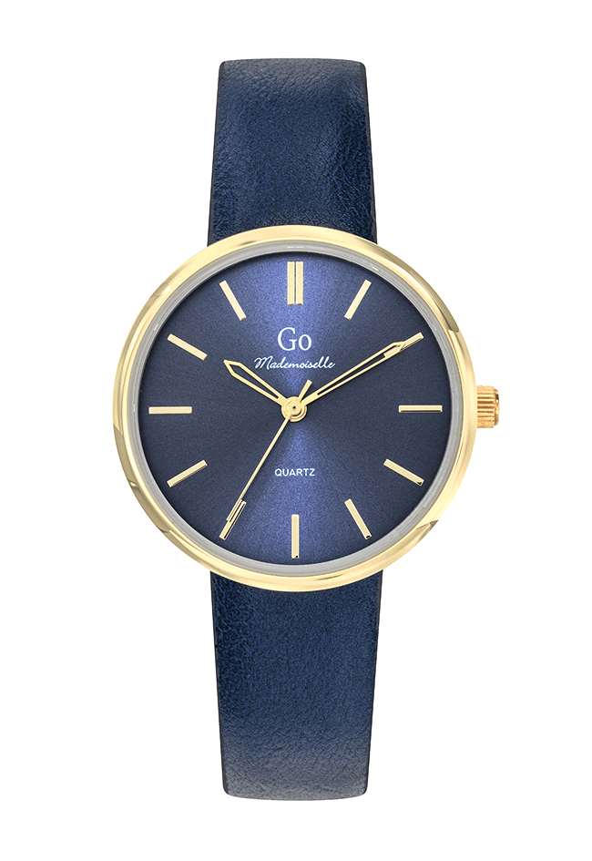 Montre Femme Boîtier Doré Bracelet Synthétique Bleu – 699518