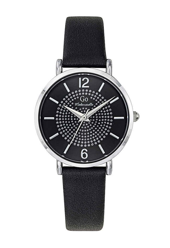 Montre Femme Boîtier argenté bracelet cuir noir - 699561