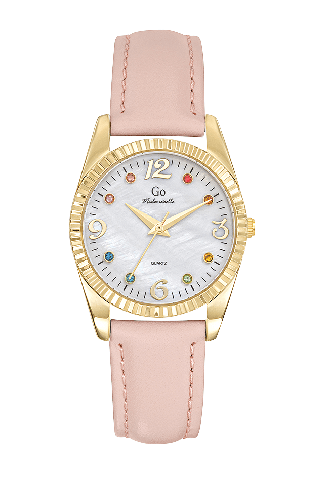 Montre Femme Boîtier doré bracelet cuir rose - 699591