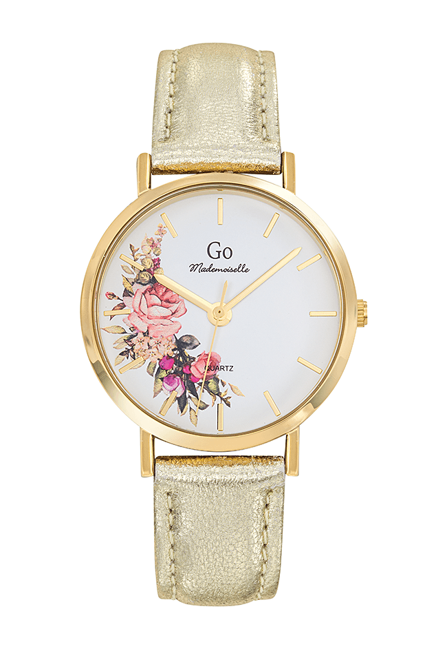Montre Femme Boîtier Doré Bracelet Cuir Doré – 699595