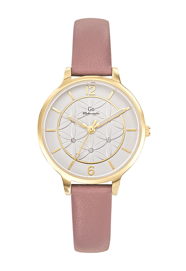 Montre Femme Boîtier Doré Bracelet Cuir Rose – 699598
