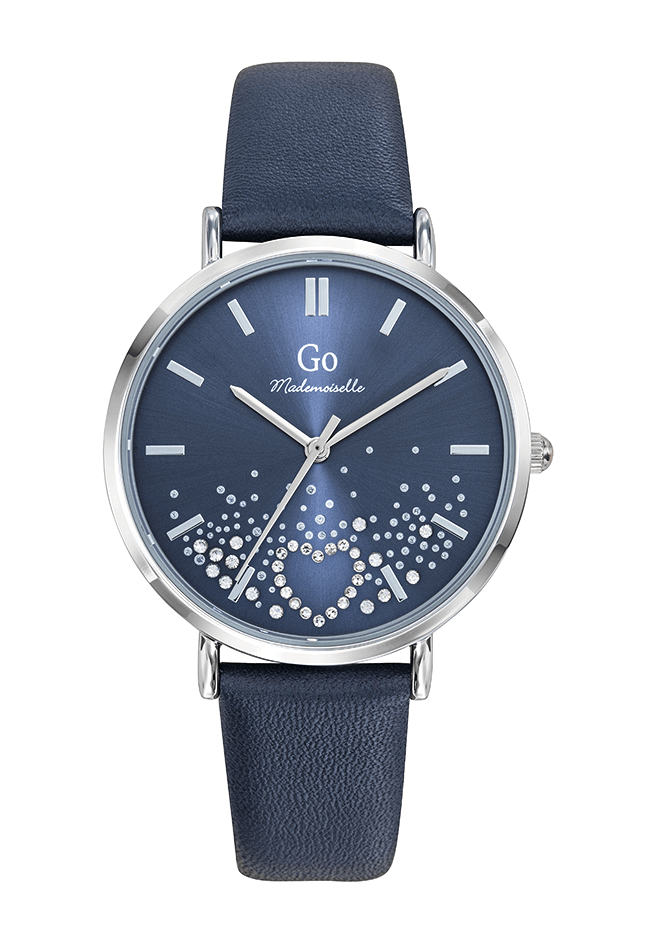 Montre Femme Boîtier Argenté Bracelet Cuir Bleu – 699604
