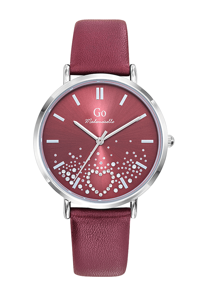 Montre Femme Boîtier Argenté Bracelet Cuir Rouge – 699605