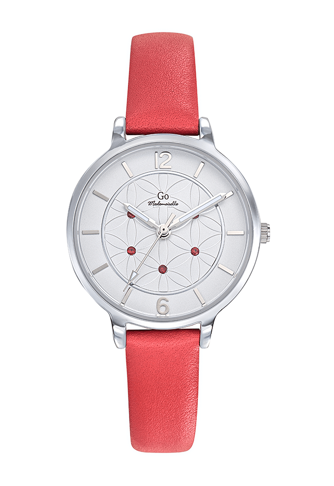 Montre Femme Boîtier Argenté Bracelet Cuir Rouge – 699607