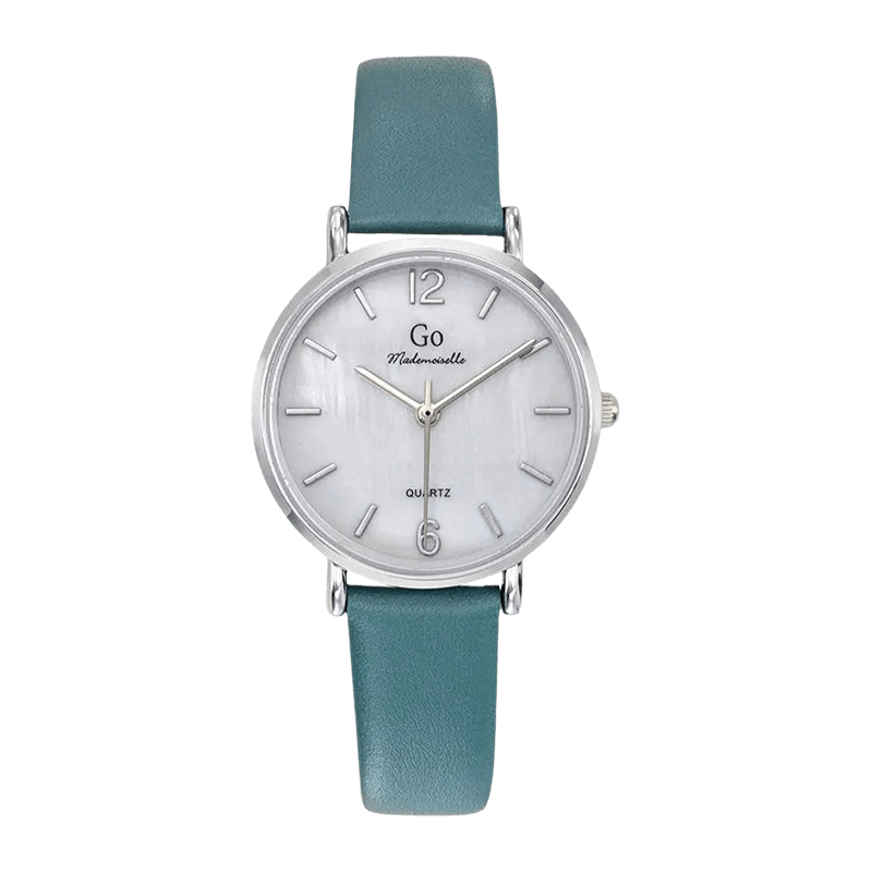 Montre Femme Boîtier Argenté Bracelet Cuir Vert – 699616