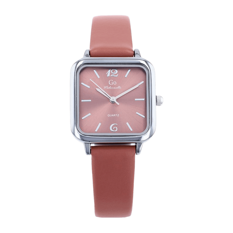 Montre Femme Boîtier Argenté Bracelet Cuir Rose – 699617