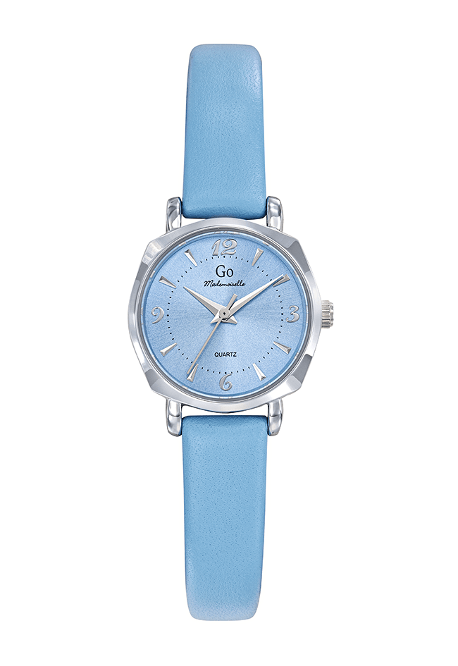 Montre Femme Boîtier Argenté Bracelet Cuir Bleu – 699621