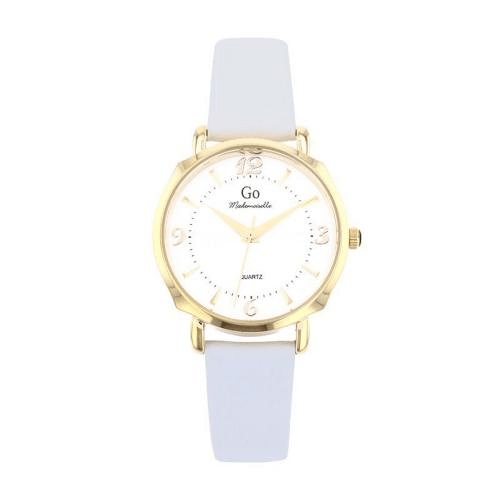 Montre Femme Boîtier doré bracelet cuir blanc - 699622