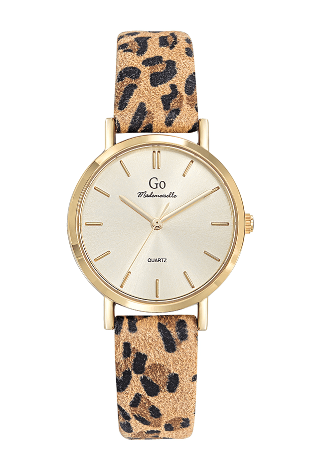 Montre Femme Boîtier Doré Bracelet Cuir Marron – 699636