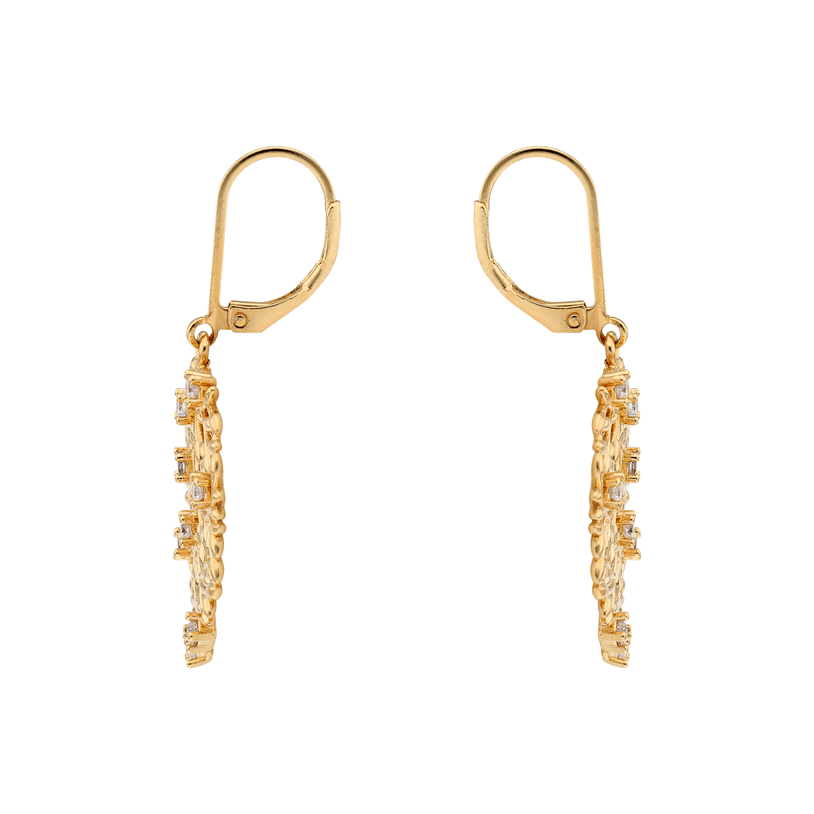 Boucles d'Oreilles plaqué or boule arbre Oxyde de Zirconium
