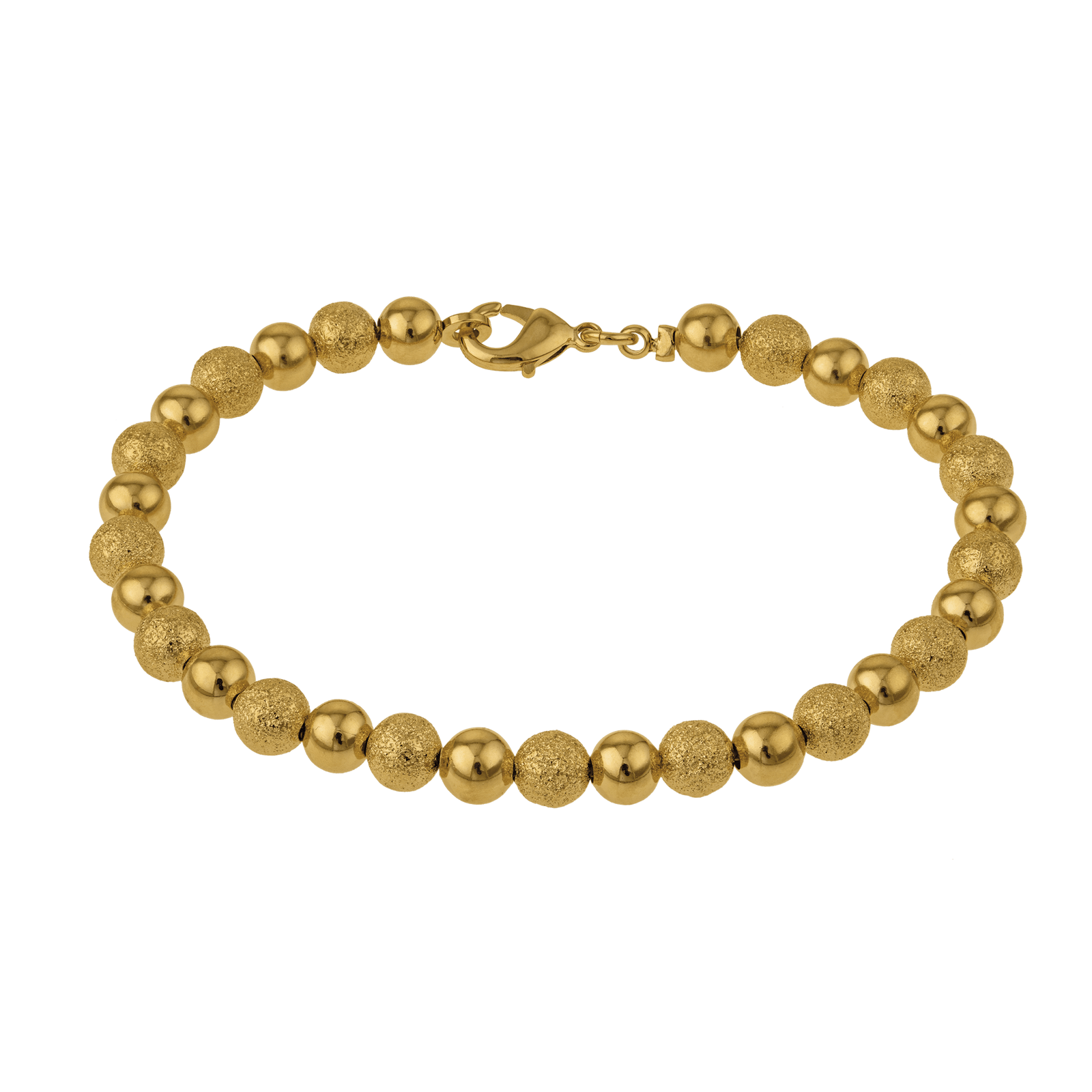 Bracelet plaqué or boules Lisses et granulées 20 cm