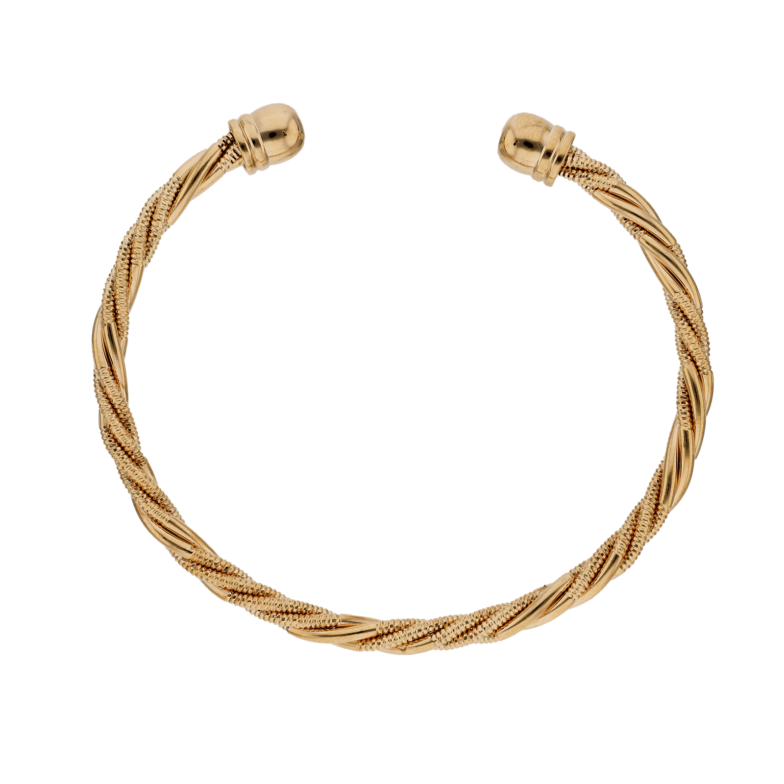 Bracelet plaqué or Jonc tresse lisse et strié