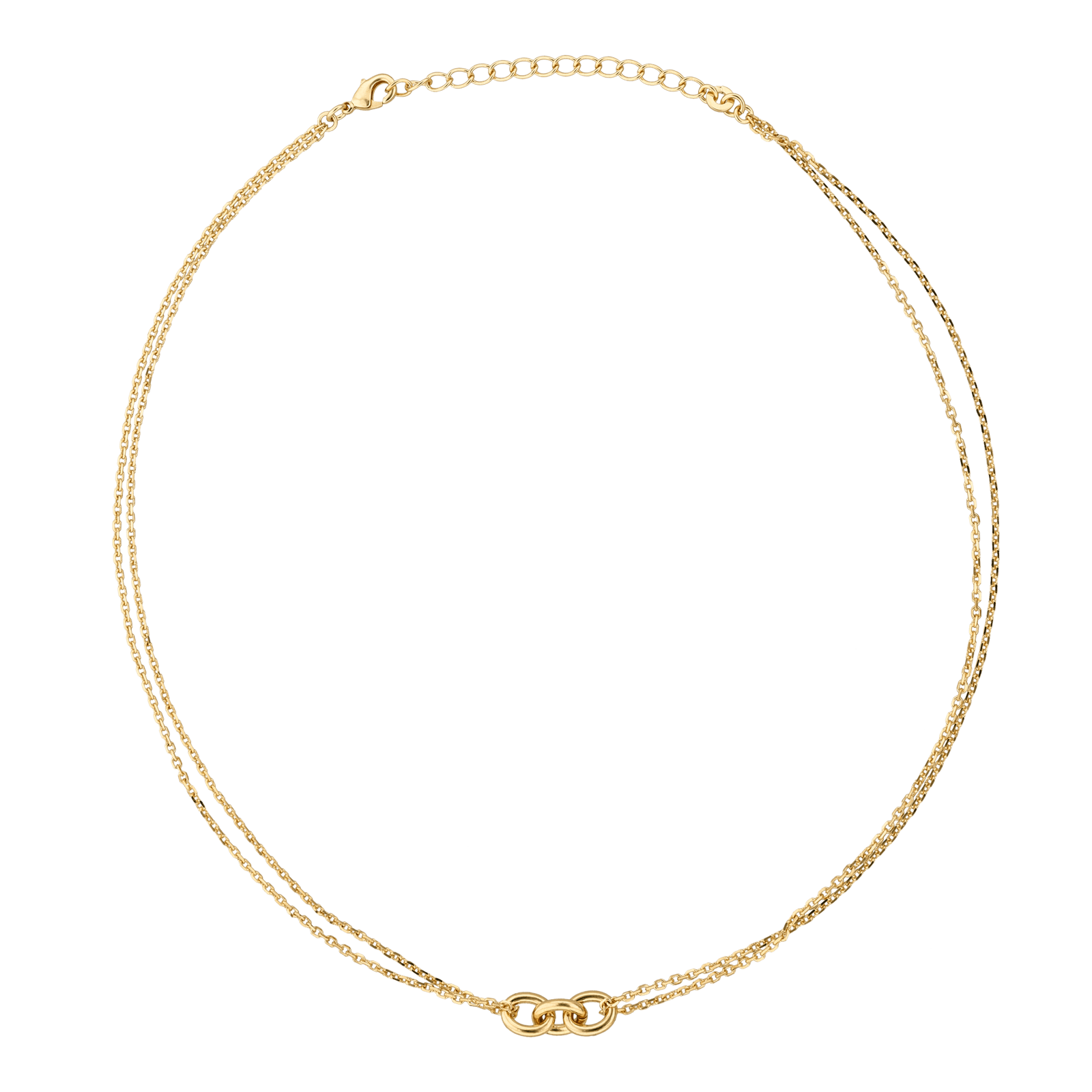 Collier 2 rangs Motif 3 Anneaux 7*18mm 40A45cm Plaqué Or