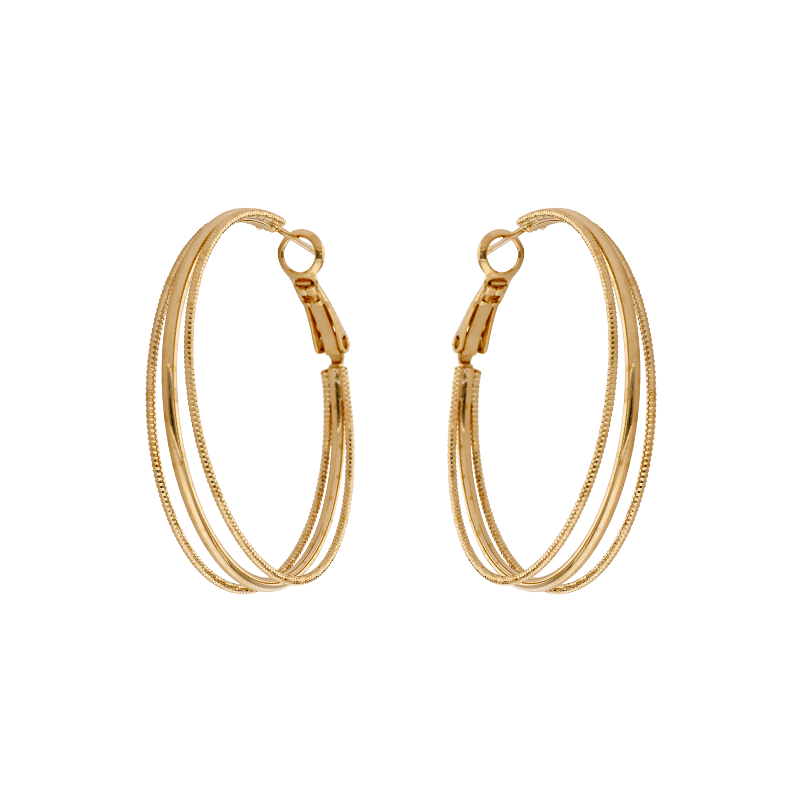 Créoles plaqué or trois fils 40mm