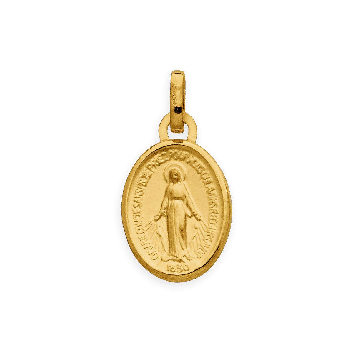 Médaille Or 750 Ovale Vierge Miraculeuse 9*18mm Avec Bélière Or Creux