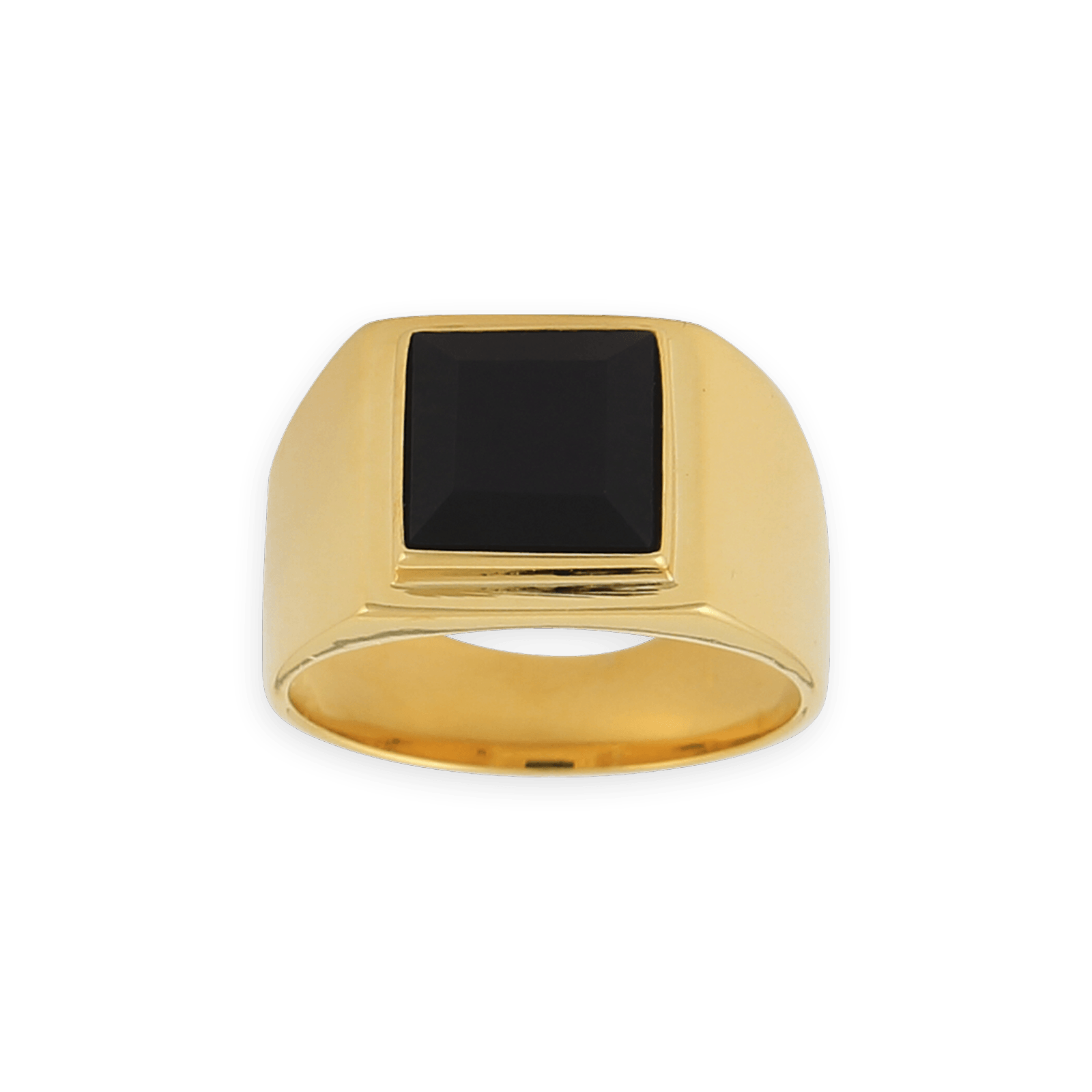 Chevalière Plaqué Or 12.5*13.5mm Onyx 10mm Corps 5mm Au Plus Etroit Taille 62