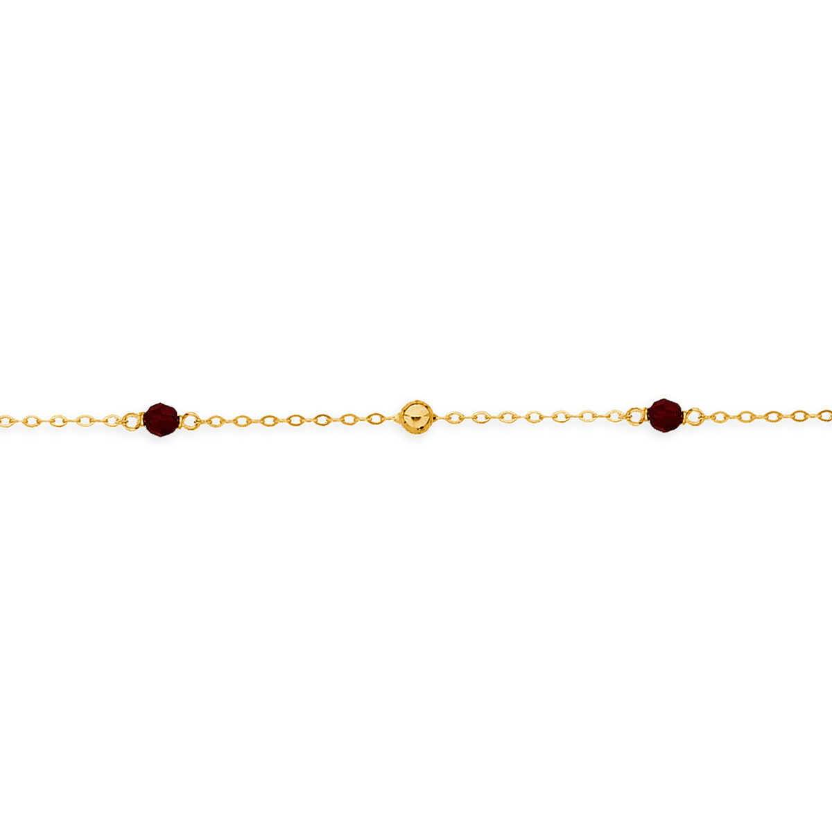 Bracelet Or750 Maille Forçat Cristal Grenat Grain D'or