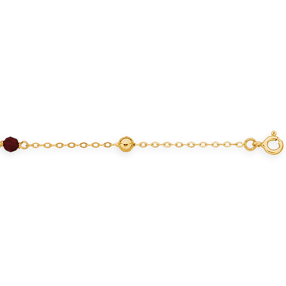 Bracelet Or750 Maille Forçat Cristal Grenat Grain D'or