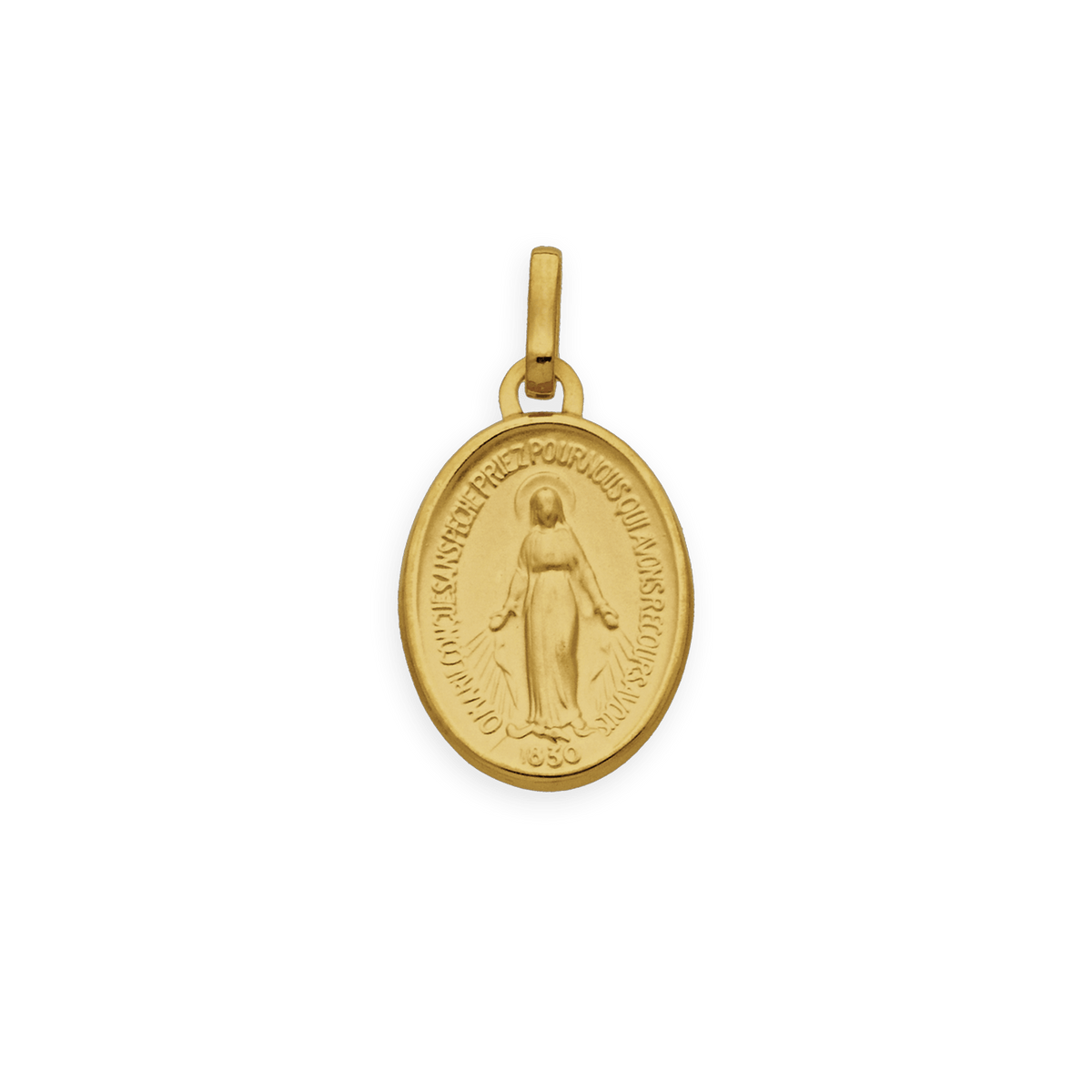 Médaille Or 750 Ovale Vierge Miraculeuse 12*22mm Avec Bélière
