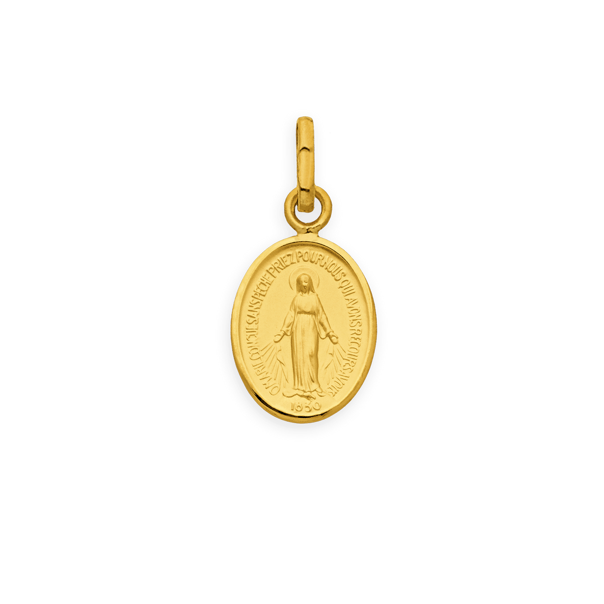 Médaille Or 750 Ovale Vierge Miraculeuse 8*16mm Avec Bélière Or Creux