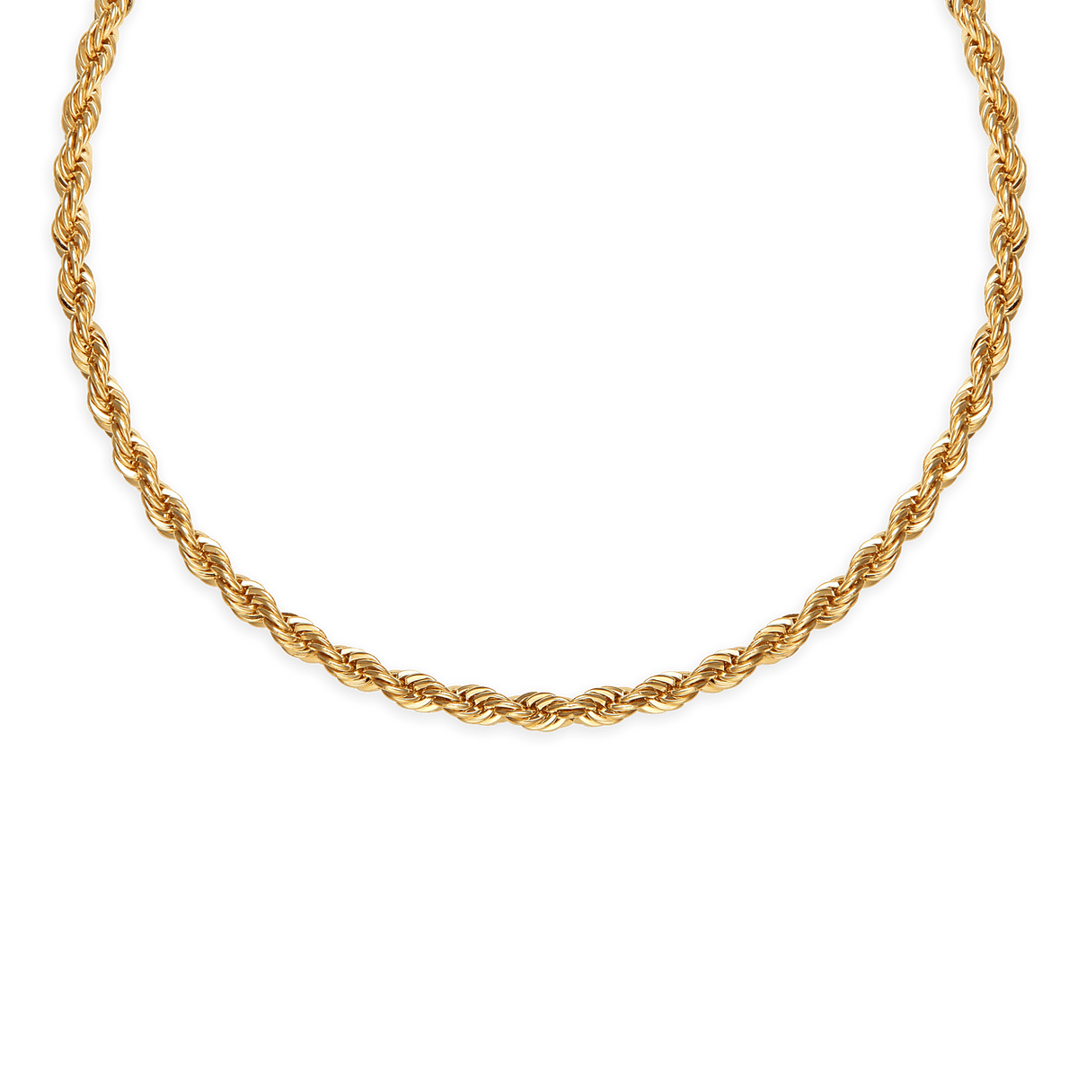 Collier Plaqué Or Maille Corde 4mm 45cm