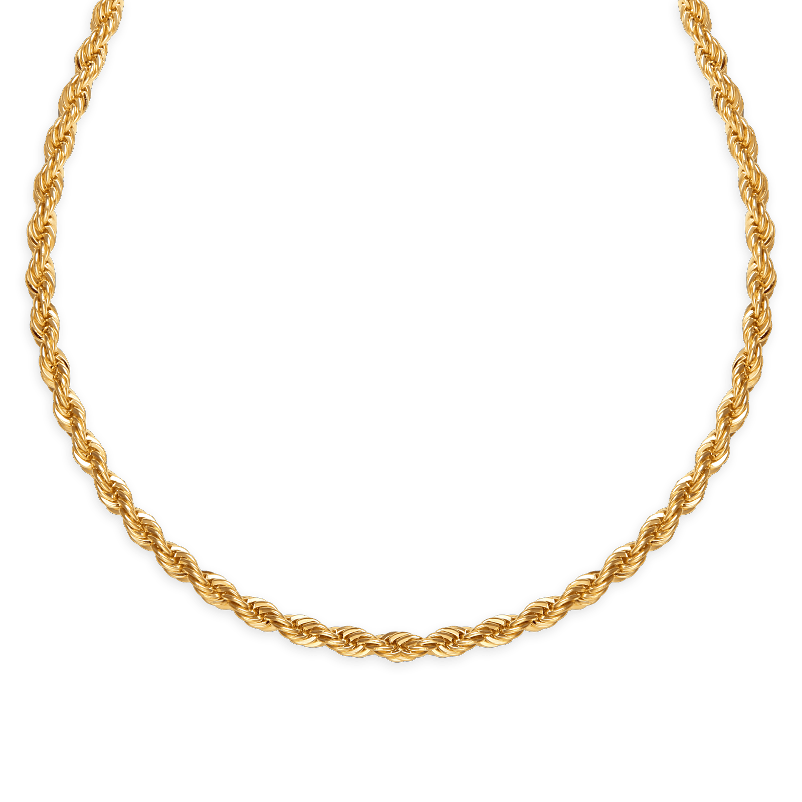 Collier Plaqué Or Maille Corde 4mm 45cm
