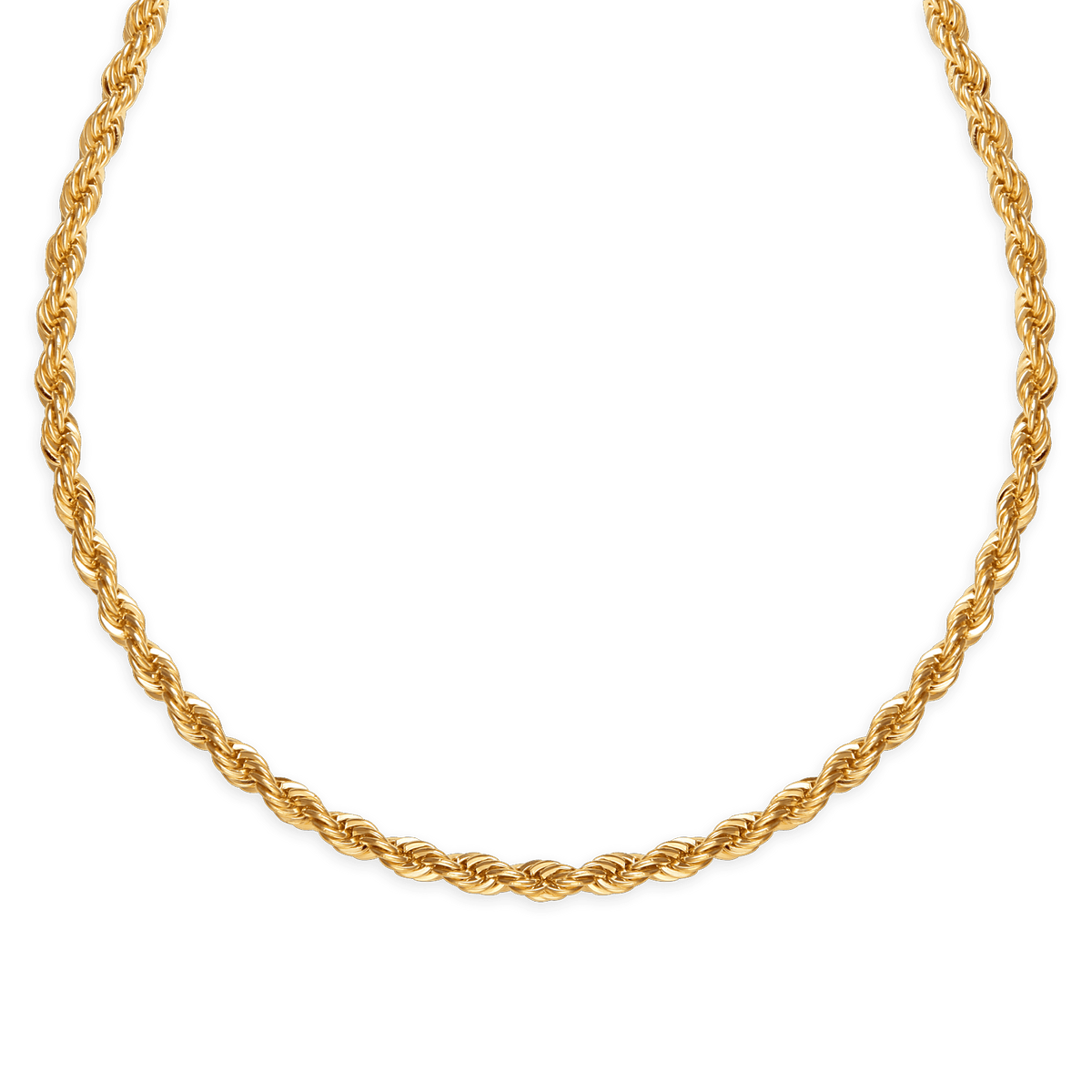 Collier Plaqué Or Maille Corde 4mm 45cm