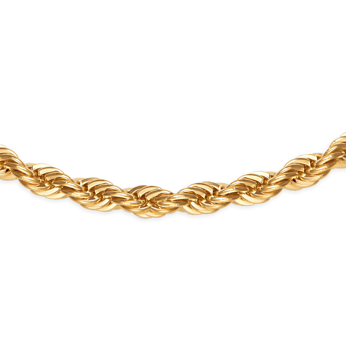 Collier Plaqué Or Maille Corde 4mm 45cm